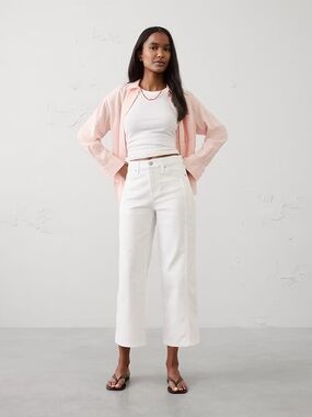 Banana Republic STRAIGHT-LEG HIGH-RISE PIECED CROPPED JEAN Size 26 Petite